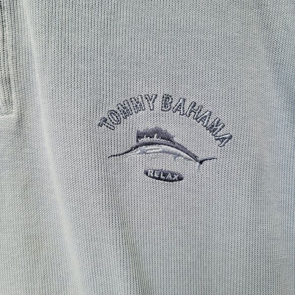 TOMMY BAHAMA Relax Light Blue 100% Cotton Sweatshirt Zip-Up Pullover Men’s Sz L - Picture 7 of 11